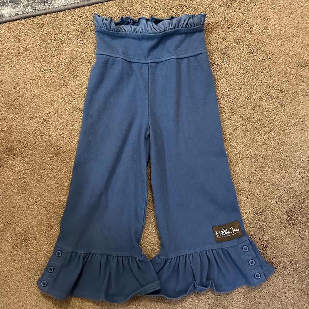 Matilda Jane Blue Ruffle Waist and Hem Pants